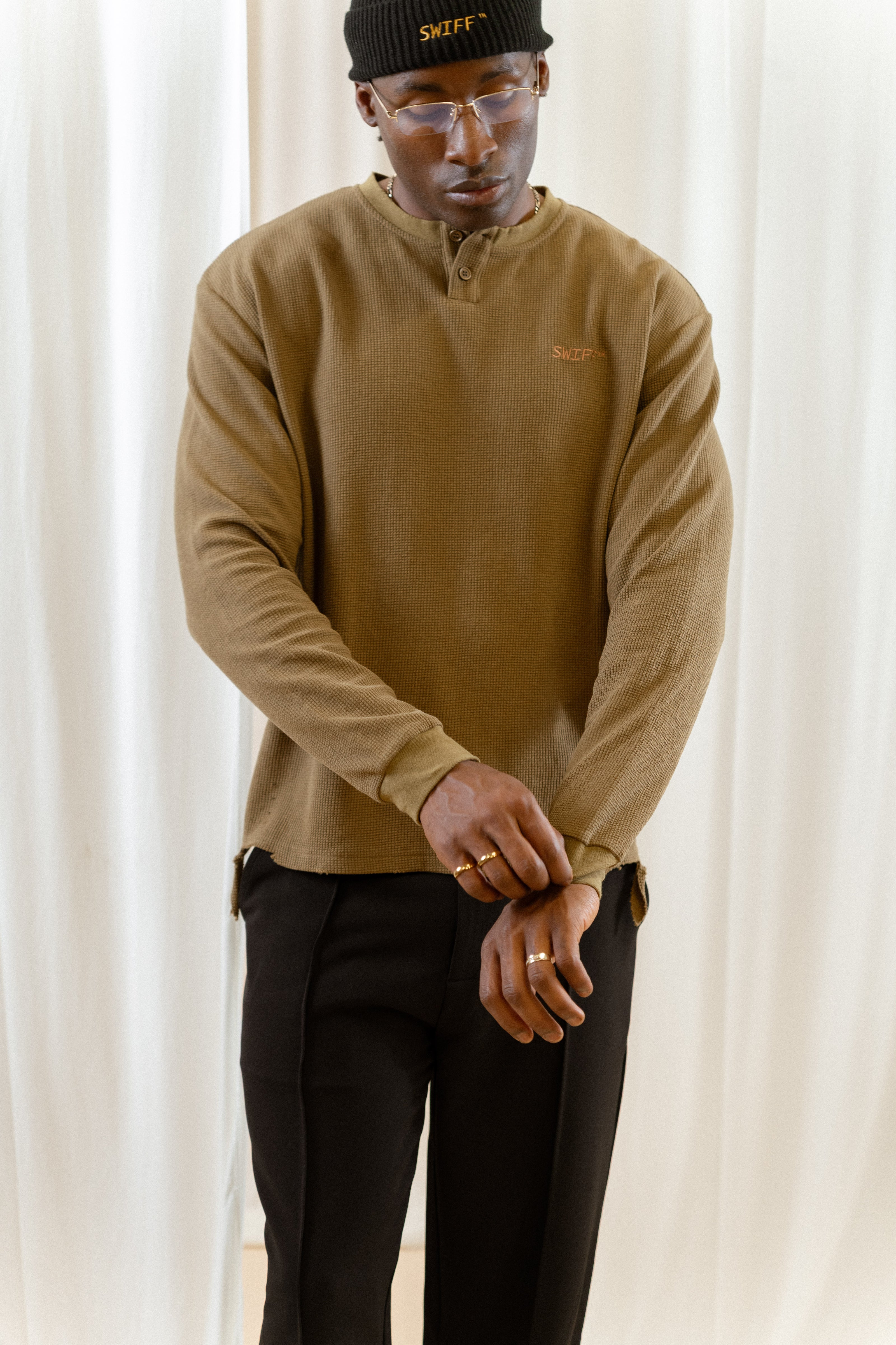 Distressed Thermal Henley